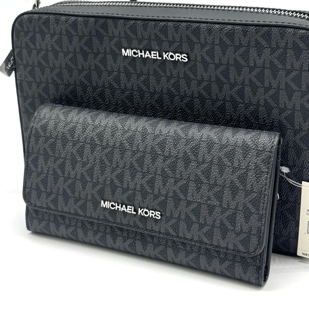 Michael Kors Large Jet Set Travel Logo Crossbody Bag & Matching Trifold Wallet
